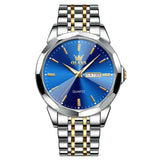 Two Tone Strap-Blue Dial Silver Trim