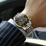 Two Tone Strap-Black Dial Gold Trim