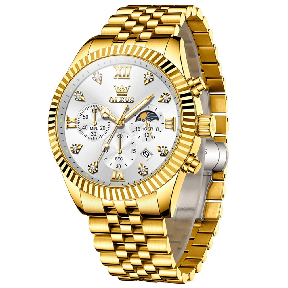 Gold Strap-White Dial Gold Trim