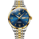 Two Tone Strap-Blue Dial Gold Trim