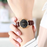 Brown Strap-Black Dial Gold Trim