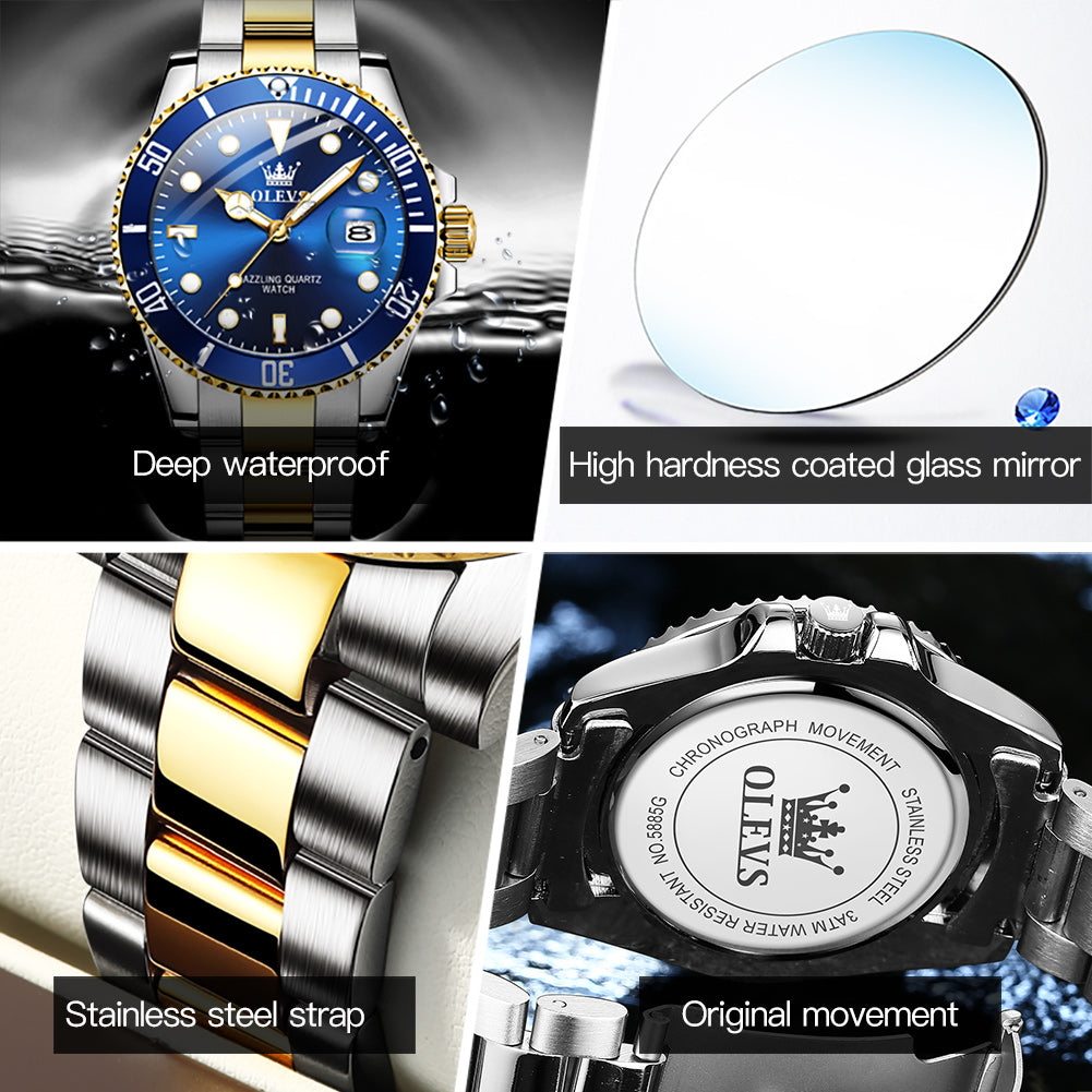 OLEVS stainless steel rotating bezel blue Analog Watch - For Men - Buy  OLEVS stainless steel rotating bezel blue Analog Watch - For Men Blue,  Japanese Movement; Full Stainless Steel; 30M Water