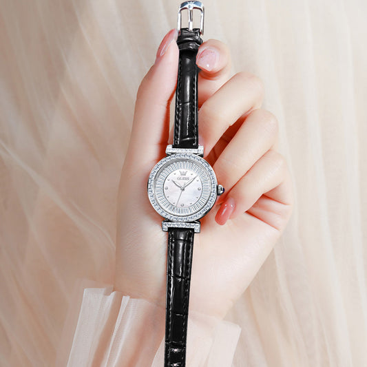 Black Strap-White Dial Silver Trim