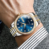 Two Tone Strap-Blue Dial Gold Trim