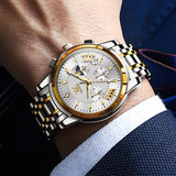 Two Tone Strap-White Dial Gold Trim