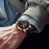 Black Strap-Black Dial Rose gold Trim