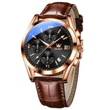 Brown Strap-Black Dial Rose Trim