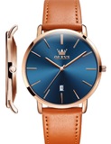 OLEVS  5869 Watches for Men Minimalist Ultra Thin Fashion Casual Analog Quartz Date Watch Waterproof Slim Simple Big Face Dress Mens Wrist Watches with Retro Leather Band for Men Reloj para Hombre