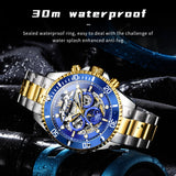 OLEVS 6715 Automatic Watches for Men Skeleton Self Winding Mechanical Fashion Dress Chronograph Moon Phase Stainless Steel Waterproof Luminous Mens Wrist Watches Gift Reloj Para Hombre