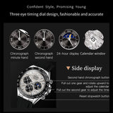 OLEVS 2875 Watches for Men Chronograph Multifunction Diamond Luminous Waterproof Silicone Wrist Watches
