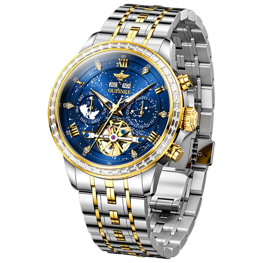 OUPINKE 3255 Self Winding Black Watches for Men Luxury Business Dress Mens Watch Reloj Para Hombre