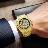 OLEVS  6669 Self Winding Watches for Men Automatic Mechanical Tourbillon Stainless Steel Waterproof Luminous Luxury Dress Wrist Watches