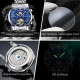 OLEVS 9910 Automatic Watches for Men Gold Luxury Dress Wrist Watch Self Winding Mechanical Skeleton Tourbillon Watch