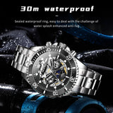 OLEVS 6715 Automatic Watches for Men Skeleton Self Winding Mechanical Fashion Dress Chronograph Moon Phase Stainless Steel Waterproof Luminous Mens Wrist Watches Gift Reloj Para Hombre