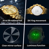 OLEVS 3673 Watches For Men Business Dress Luxury Casual Chronograph Multifunction Analog Quartz Stainless Steel Waterproof Luminous Moon Phase Date Men Wrist Watches Reloj Para Hombre