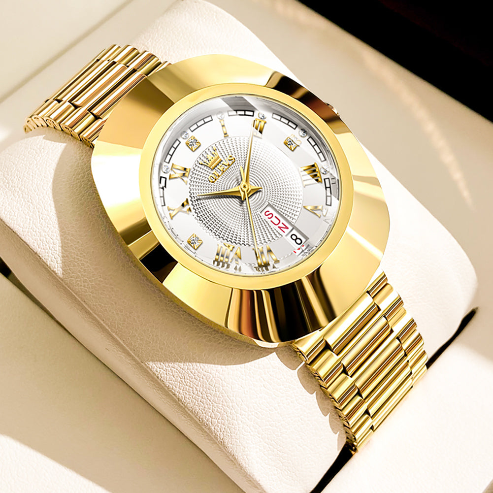 Gold Strap-White Dial Gold Trim