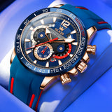 Blue Strap-Blue Dial Rose gold Trim