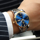 Two Tone Strap-Blue Dial Gold Trim