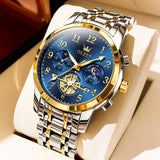 Two Tone Strap-Blue Dial Gold Trim