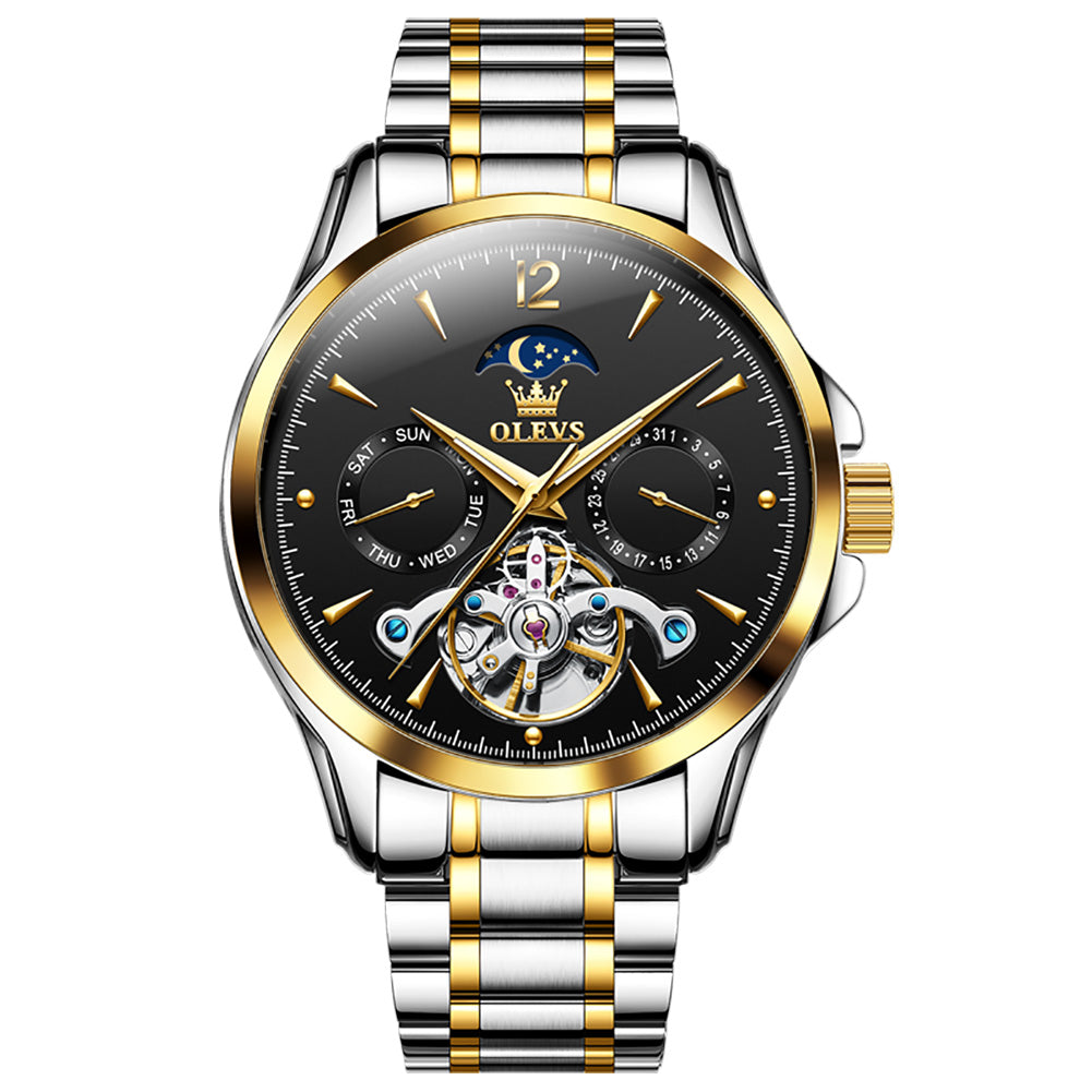 Two Tone Strap-Black Dial Gold Trim