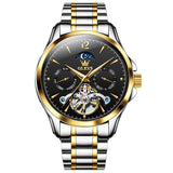 Two Tone Strap-Black Dial Gold Trim