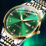 Two Tone Strap-Green Dial Gold Trim