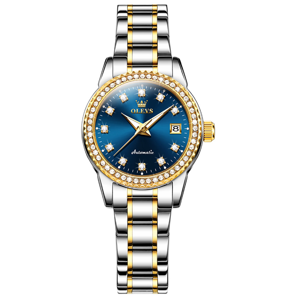 Two Tone Strap-Blue Dial Gold Trim