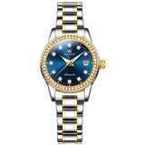 Two Tone Strap-Blue Dial Gold Trim