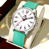 Green Strap-White Dial Silver Trim