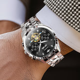 OUPINKE 3240 Self Winding Black Watches for Men Luxury Business Dress Mens Watch Reloj Para Hombre