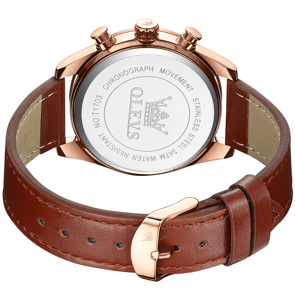 Brown Strap-Black Dial Rose Trim