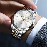 Two Tone Strap-White Dial Silver Trim