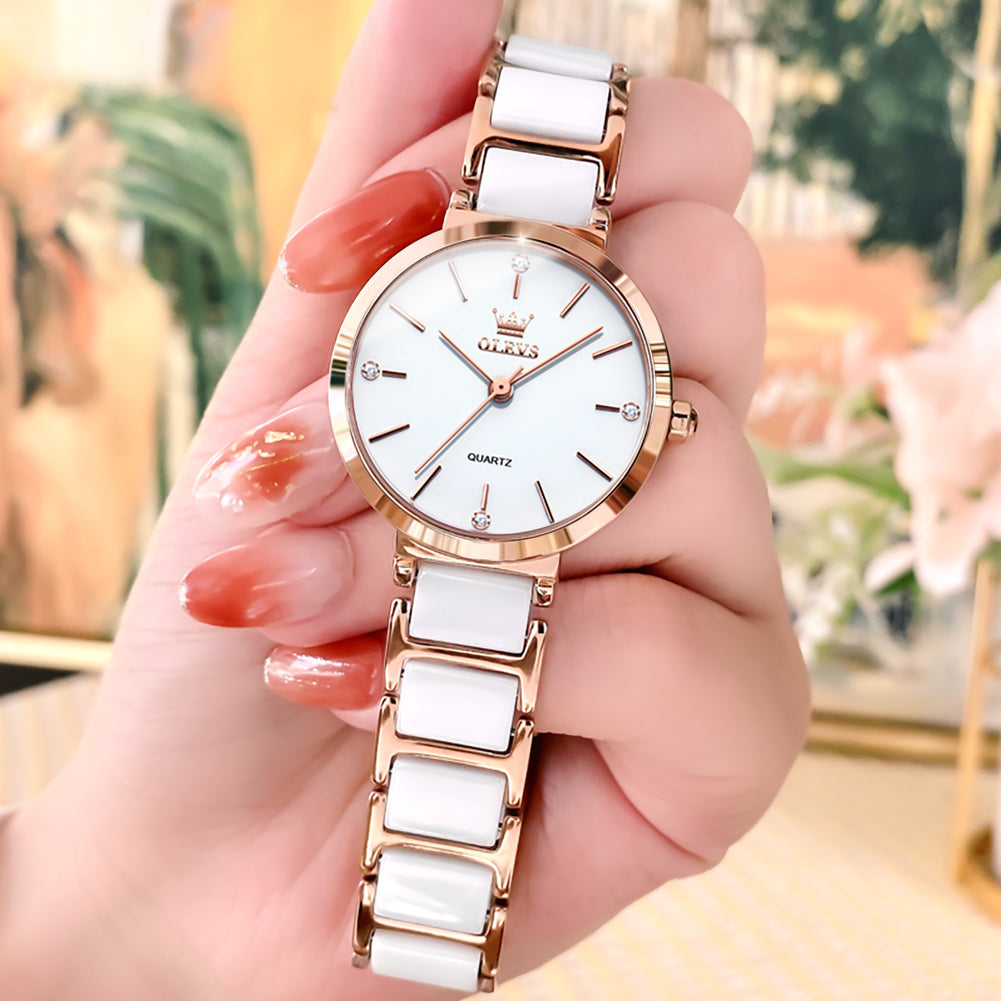 Two Tone Strap-White Dial Rose gold Trim