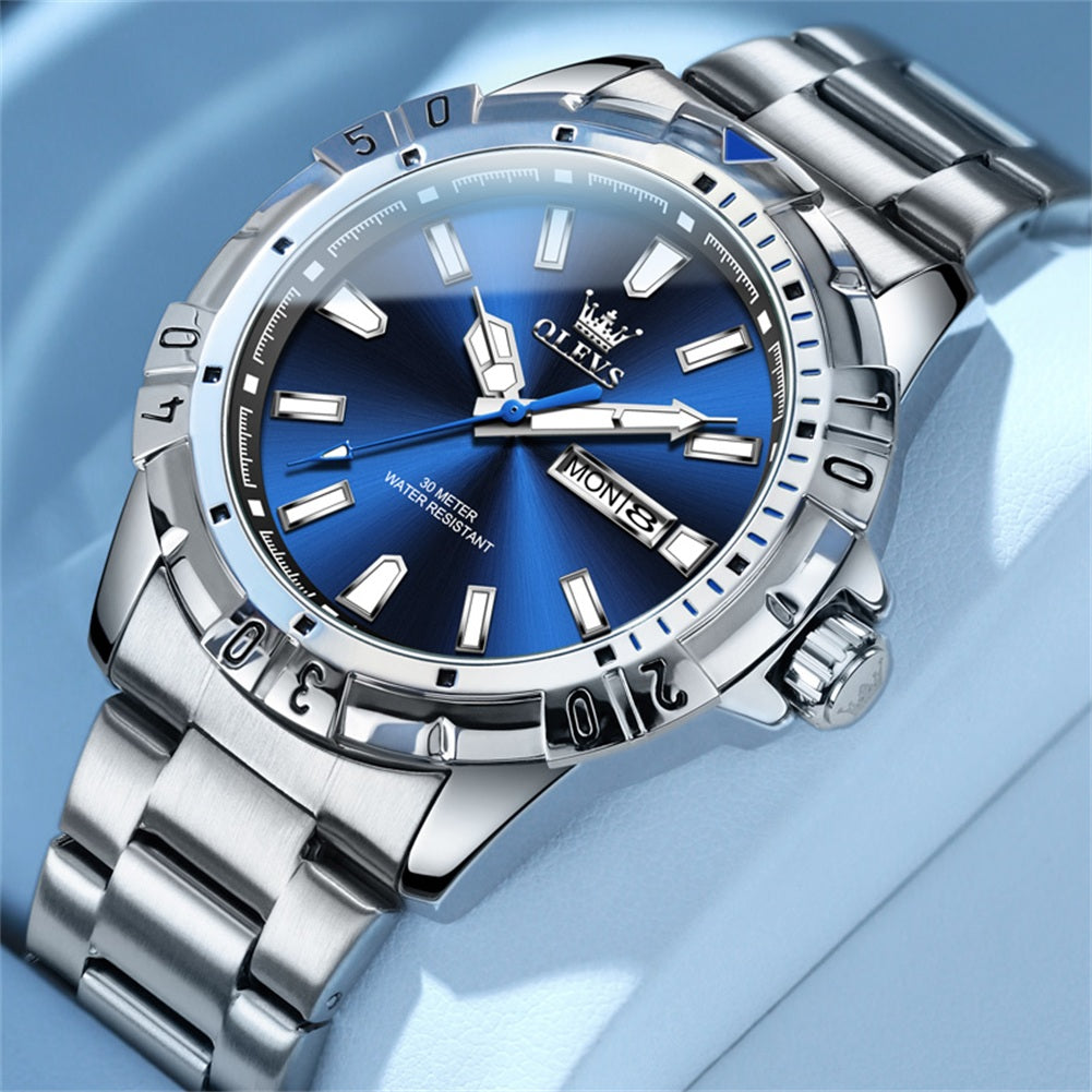 Silver Strap-Blue Dial Silver Trim