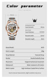 OLEVS 6670 Men Automatic Watch Diamond Skeleton Mechanical Luxury Self Winding Moon Phase Calendar Waterproof Wrist Watch for Men