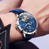 OLEVS 6690 Mens Automatic Watches Self-Winding Starry Sky Diamond Skeleton Luxury Wrist Watch Waterproof Luminous