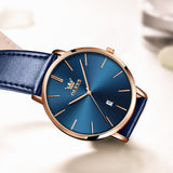 OLEVS  5869 Watches for Men Minimalist Ultra Thin Fashion Casual Analog Quartz Date Watch Waterproof Slim Simple Big Face Dress Mens Wrist Watches with Retro Leather Band for Men Reloj para Hombre
