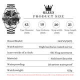 OLEVS 3673 Watches For Men Business Dress Luxury Casual Chronograph Multifunction Analog Quartz Stainless Steel Waterproof Luminous Moon Phase Date Men Wrist Watches Reloj Para Hombre