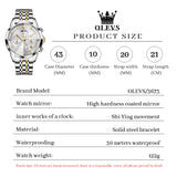 OLEVS 3673 Watches For Men Business Dress Luxury Casual Chronograph Multifunction Analog Quartz Stainless Steel Waterproof Luminous Moon Phase Date Men Wrist Watches Reloj Para Hombre