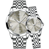 OLEVS 9931 Couple Watches His and Her Fashion Dresse Romantic Set Pair Matching Stainless Steel Strap Luminous Waterproof Wrist Watch