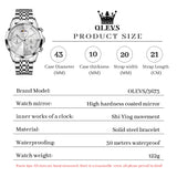 OLEVS 3673 Watches For Men Business Dress Luxury Casual Chronograph Multifunction Analog Quartz Stainless Steel Waterproof Luminous Moon Phase Date Men Wrist Watches Reloj Para Hombre
