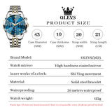 OLEVS 3673 Watches For Men Business Dress Luxury Casual Chronograph Multifunction Analog Quartz Stainless Steel Waterproof Luminous Moon Phase Date Men Wrist Watches Reloj Para Hombre