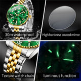 OLEVS Watches for Man 9809 Golden Green