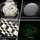 OLEVS Watches for Man 2892 Golden White