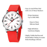 Red Strap-White Dial Silver Trim