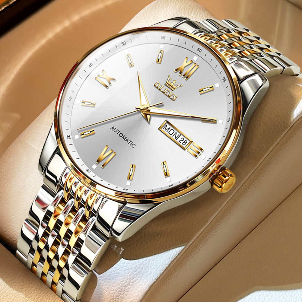 Two Tone Strap-White Dial Gold Trim