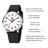 Black Strap-White Dial Silver Trim