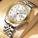 Two Tone Strap-White Dial Gold Trim