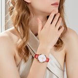 Red Strap-White Dial Rose Trim