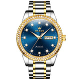 Two Tone Strap-Blue Dial Gold Trim